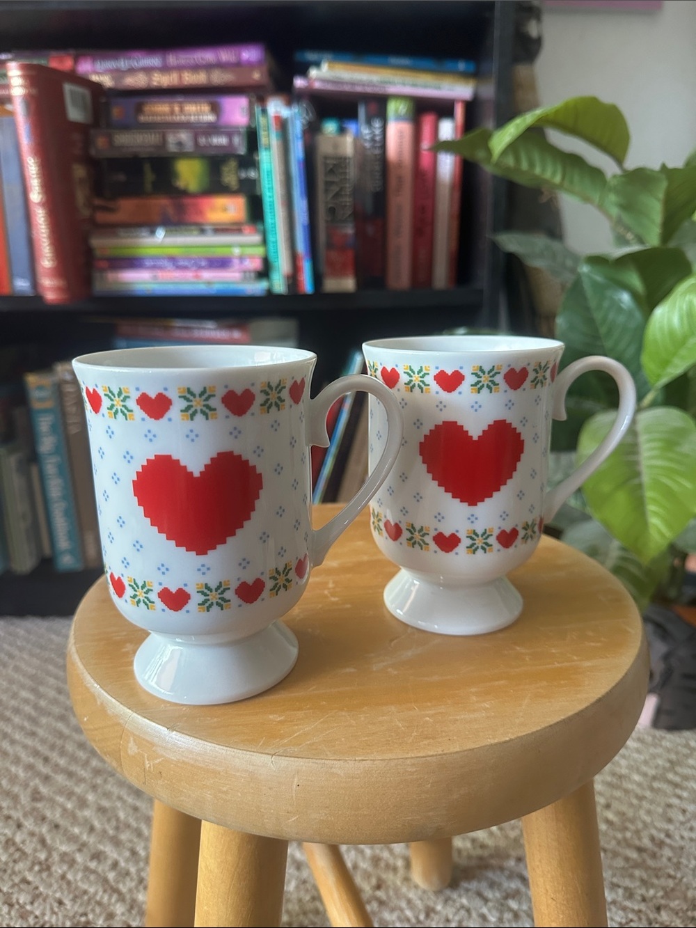 Treasure craft homespun holiday heart White Ceramic Mugs - Red Accent Christmas